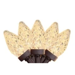 Northlight Set Of 100 Warm White Faceted LED C7 Christmas Lights - Brown Wire