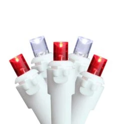 Northlight Set Of 50 Red And White LED Wide Angle Christmas Lights - White Wire