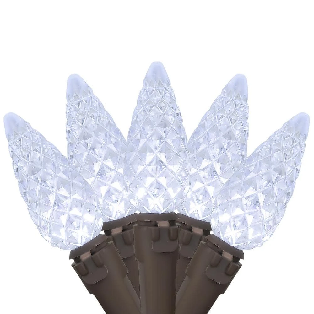 Northlight Set Of 70 Pure White LED C6 Christmas Lights With Brown Wire 1 Northlight Set Of 70 Pure White LED C6 Christmas Lights With Brown Wire