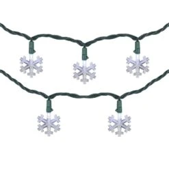 Northlight 20-Count Pure White LED Snowflake Christmas Light Set, 4.5 Ft. Green Wire -Northlight Shop northlight christmas string lights 34851762 4f 1000