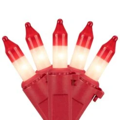 Northlight 50-Count Red And White Peppermint Mini Christmas Light Set - 10 Ft. Red Wire