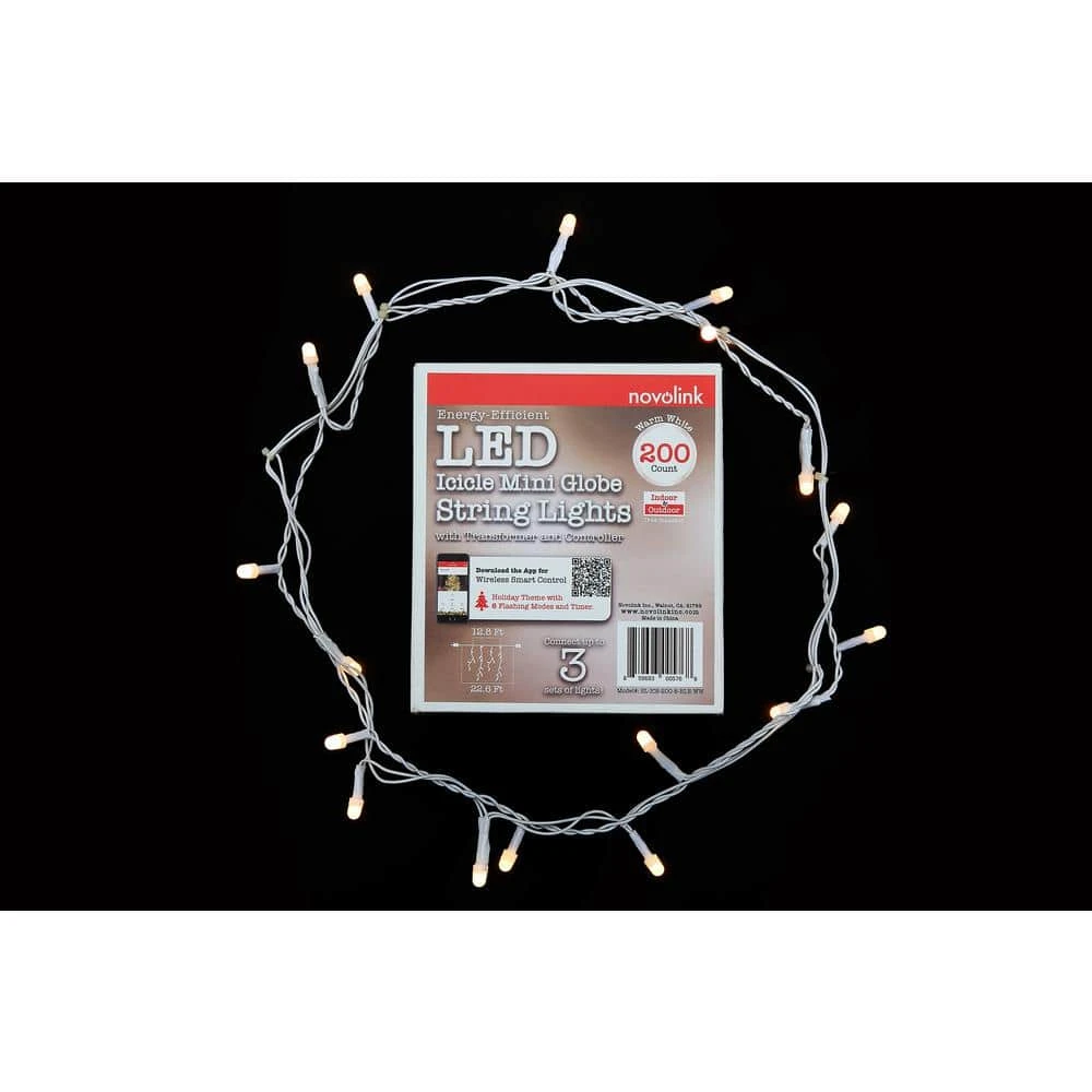 200 Light 8 Mm Mini Globe Warm White LED Icicle String Lights With Wireless Smart Control 7 200 Light 8 Mm Mini Globe Warm White LED Icicle String Lights With Wireless Smart Control - Image 7
