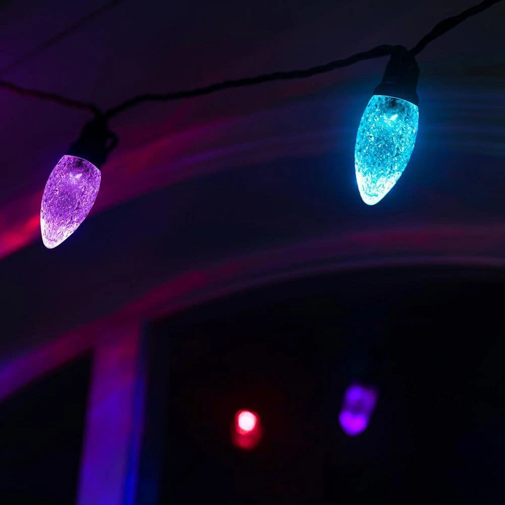 11 Ft. 12-Count Facetted LED Large C9 Bulb RGBw Color-Changing Christmas String Light 3 11 Ft. 12-Count Facetted LED Large C9 Bulb RGBw Color-Changing Christmas String Light - Image 3