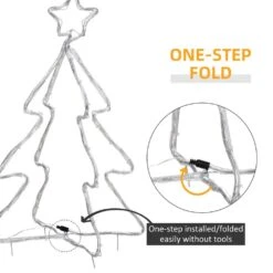 OUTSUNNY Christmas LED Motif Light Christmas Tree, Warm White Rope Lighting With Steel Frame Stake, Outdoor Ornament Decoration -Northlight Shop outsunny christmas rope lights 830 422 44 1000