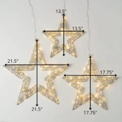 13.75", 17.75" & 21.5" Christmas Silver Lighted Star Set Of 3 -Northlight Shop sullivans christmas novelty lights met2390 44 1000