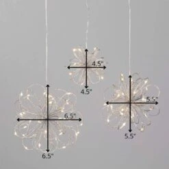 6.5", 5.5" & 4" Christmas Lighted Silver Swirl Balls Set Of 3 -Northlight Shop sullivans christmas novelty lights met2405 1f 1000