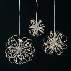 6.5", 5.5" & 4" Christmas Lighted Silver Swirl Balls Set Of 3 -Northlight Shop sullivans christmas novelty lights met2405 4f 1000