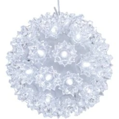 5 In. Indoor/Outdoor Lighted Ball Hanging Decor - White