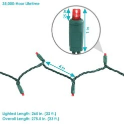 22 Ft. 5 Mm W Angle 70-Count Multi-Seasonal Decor LED String Lights - Red -Northlight Shop sunnydaze christmas string lights kwr 749 1f 1000