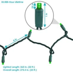 22 Ft. 5 Mm W Angle 70-Count Multi-Seasonal Decor LED String Lights - Green -Northlight Shop sunnydaze christmas string lights kwr 763 44 1000