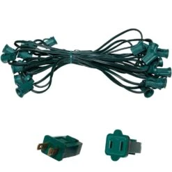 25 Ft. C7/E12 Green Wire Socket Stringer With 12 In. Spacing