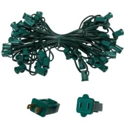 50 Ft. C7/E12 Green Wire Socket Stringer With 12 In. Spacing