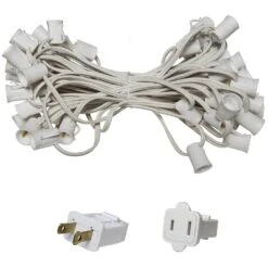 50 Ft. C9/E17 White Wire Socket Stringer With 12 In. Spacing