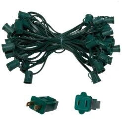 50 Ft. C9/E17 Green Wire Socket Stringer With 6 In. Spacing