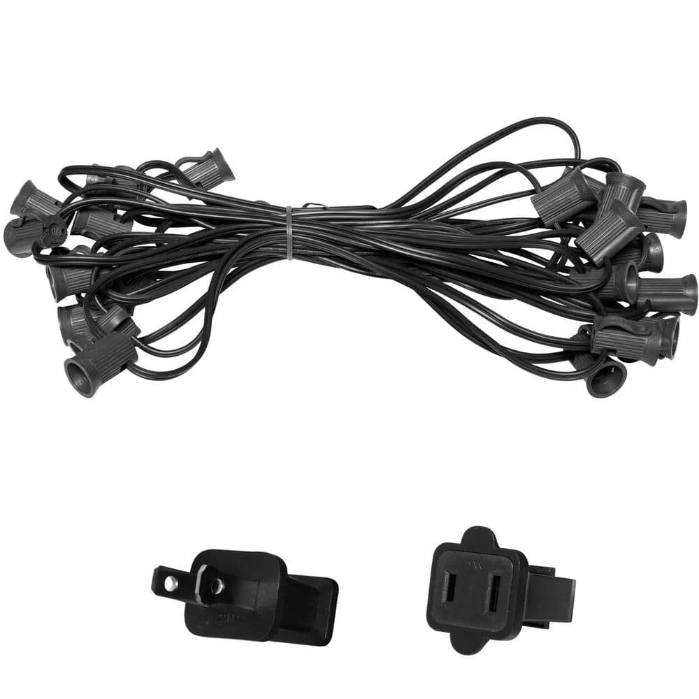 25 Ft. C7/E12 Black Wire Socket Stringer With 12 In. Spacing 1 25 Ft. C7/E12 Black Wire Socket Stringer With 12 In. Spacing