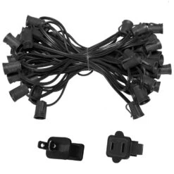 50 Ft. C9/E17 Black Wire Socket Stringer With 12 In. Spacing