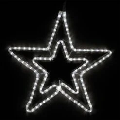 22 In. 124-Light LED Cool White 5 Point Hanging Double Star