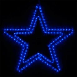 24 In. 148-Light LED Blue 5 Point Classic Hanging Star