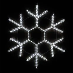 36 In. 218-Light LED Cool White 18 Point Hanging Snowflake Decor