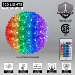 7.5 In. 120-Light LED Color Changing Starlight Sphere With Remote Control -Northlight Shop wintergreen lighting christmas novelty lights 76060 4f 1000