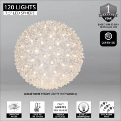 7.5 In. 120-Light LED Warm White Decorative Starlight Sphere -Northlight Shop wintergreen lighting christmas novelty lights 76470 4f 1000