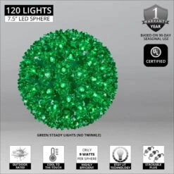 7.5 In. 120-Light LED Green Decorative Starlight Sphere -Northlight Shop wintergreen lighting christmas novelty lights 76488 4f 1000