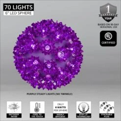 6 In. 70-Light LED Purple Decorative Starlight Sphere -Northlight Shop wintergreen lighting christmas novelty lights 76516 4f 1000