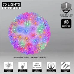 6 In. 70-Light LED Multi-Color Decorative Starlight Sphere -Northlight Shop wintergreen lighting christmas novelty lights 76528 4f 1000