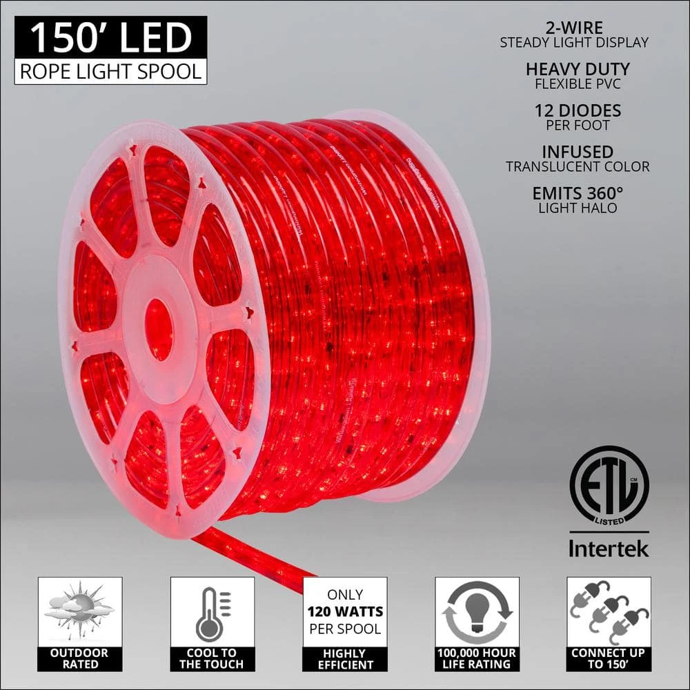 150 Ft. LED Red Rope Light Kit 2 150 Ft. LED Red Rope Light Kit - Image 2