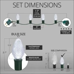 SuperBright 16 Ft. 25-Light Cool White C7 String LED Light Set -Northlight Shop wintergreen lighting christmas string lights 20339 4f 1000