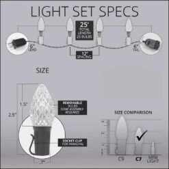 OptiCore 24 Ft. 25-Light LED Purple Faceted C7 String Light Set -Northlight Shop wintergreen lighting christmas string lights 77860 1f 1000