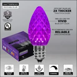 OptiCore 24 Ft. 25-Light LED Purple Faceted C7 String Light Set -Northlight Shop wintergreen lighting christmas string lights 77860 4f 1000