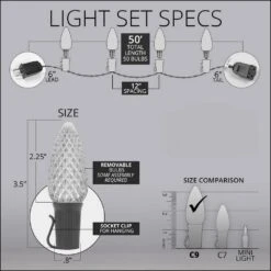 OptiCore 49 Ft. 50-Light LED Red And Warm White Faceted C9 String Light Set -Northlight Shop wintergreen lighting christmas string lights 80148 1f 1000